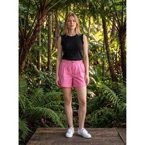 A New Day Womens High-Rise Pleated Shorts Pink Elastic Waist Casual Summer NWT-L